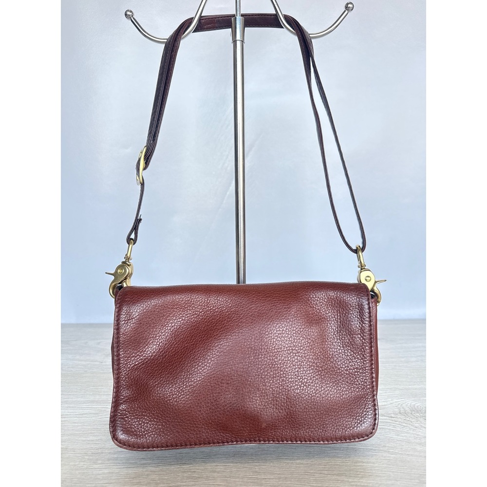 Libaire Classic East West Brown Petite Flap Card Organizer Purse Crossbody Bag